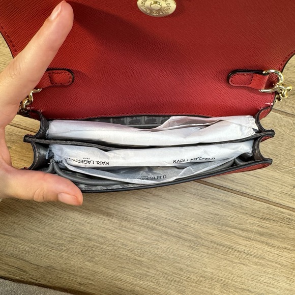 Karl Lagerfeld Red Crossbody Purse with Chain • Brand New • NYC Taxi with cat! - Picture 10 of 13